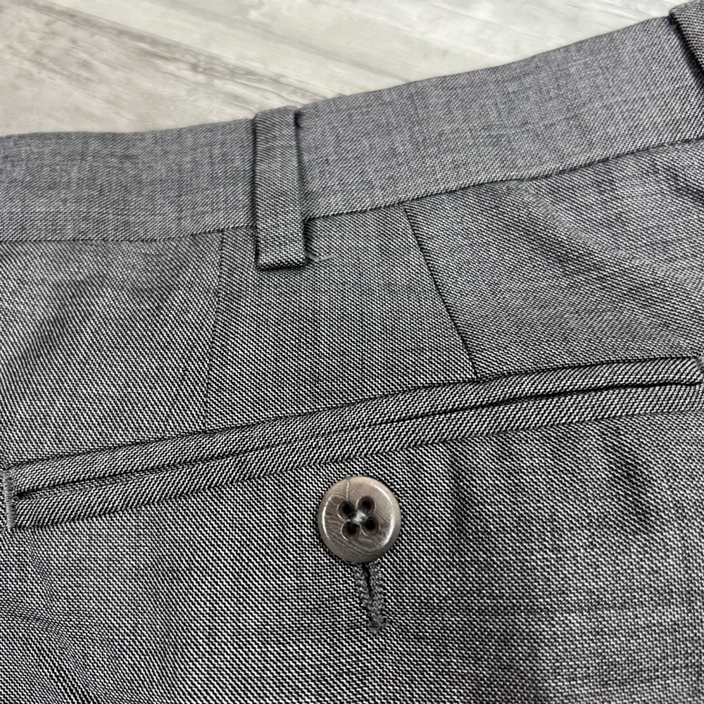 Zanella Solid Grey Sharkskin Devon Fit Dress Pant… - image 2